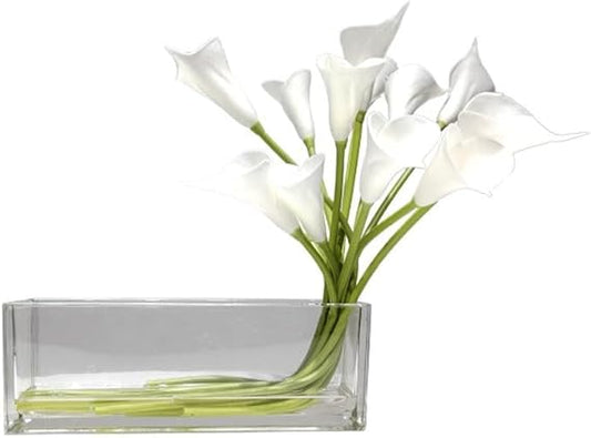 🌼 Realistic Artificial Flower Piece – Decorative Glass Vase Centerpiece for Any Room 🍃