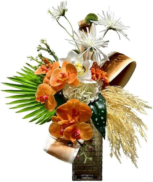 🏠 Modern Glass Vase Flower Decor – Lifelike Faux Floral Arrangement for Living Room & Table 🌷